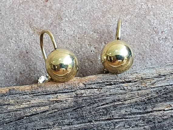 Vintage Gold Orb Earrings, 9ct Gold
