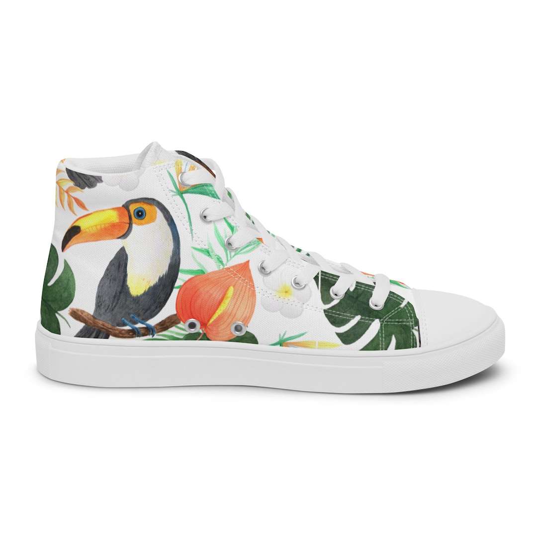 Patchwork Tropical Toucan Print Women's Slip On Sneakers