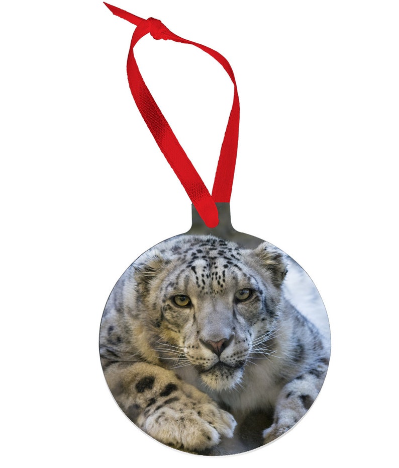 Snow Leopard Christmas Ball Ornament Etsy