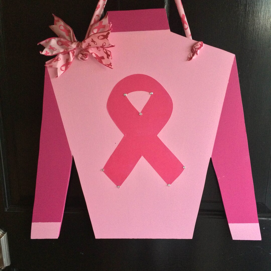 Cancer Ribbon Jockey Silk Door Hanger Etsy