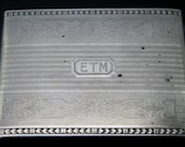 Art Deco Patterned Ornate Edge Solid Sterling Silver Cigarette Case Business Card Holder Engraved