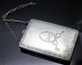 Art Nouveau Compact Cigarette Case Dance Purse Change Coin Wallet Business Card Sterling Silver
