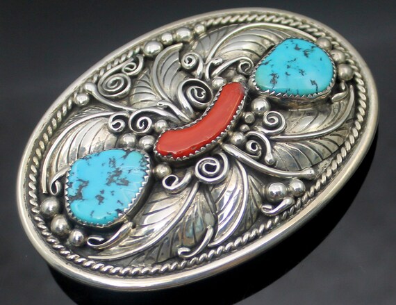 Native american sterling top silver belt buckles