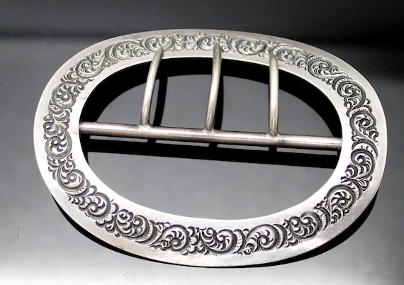 Hallmarked Vintage Embossed Gothic Swirls Pattern… - image 1