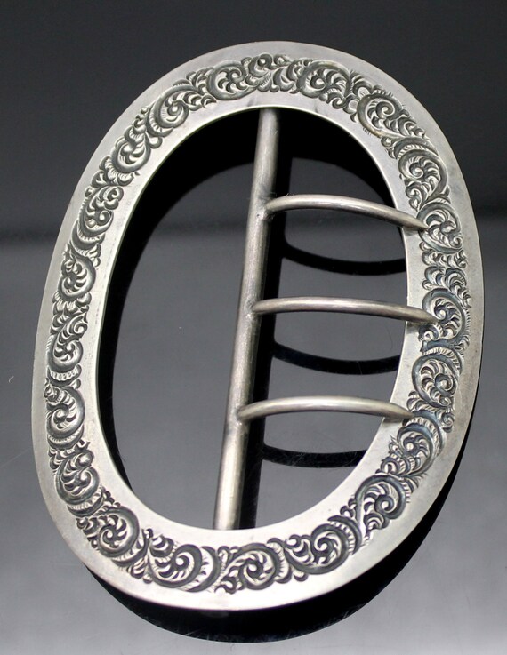 Hallmarked Vintage Embossed Gothic Swirls Pattern… - image 2