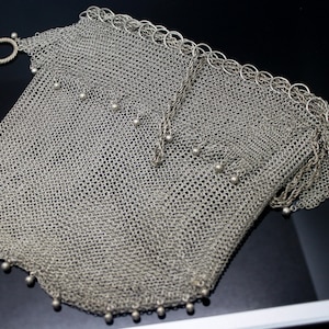 Rzadki Europejski//1900 antyk//Lady Mesh kosmetycznych torebka/monety portmonetka/posiadacza karty telefonu wieczór torebka Solid 800 Silver