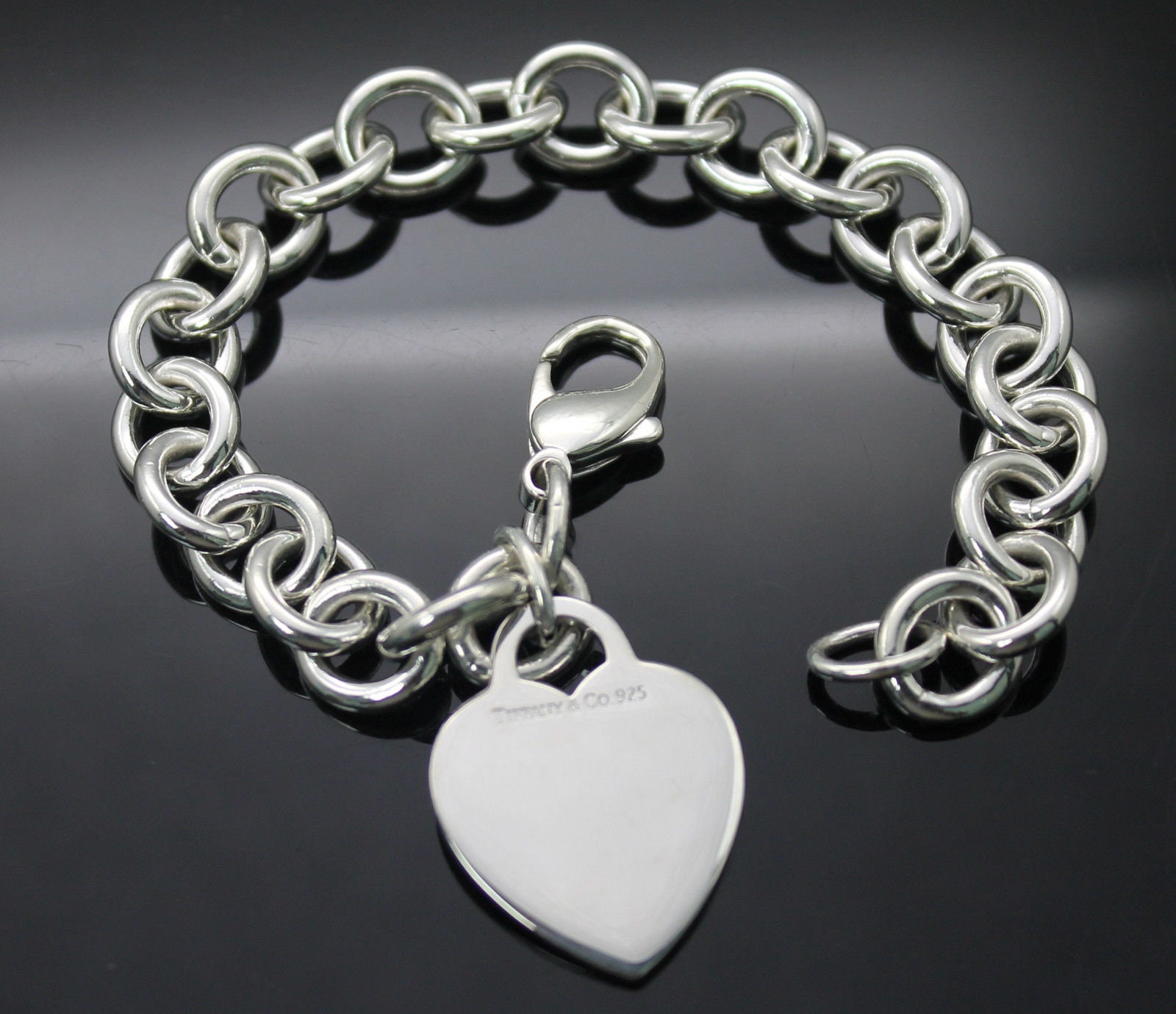 Vintage 1964 Sterling Silver Heart Padlock Heavy Curb