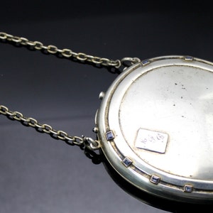 ART DECO Iolite genuino 14K oro acento / sólida plata / / almacenamiento de artículos de tocador / caso del recorrido / monedero / cartera / / grabar