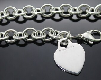 Vintage Authentic Tiffany & Co Signature Heart Tag Solid Sterling