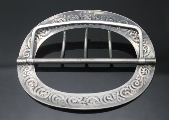 Hallmarked Vintage Embossed Gothic Swirls Pattern… - image 5