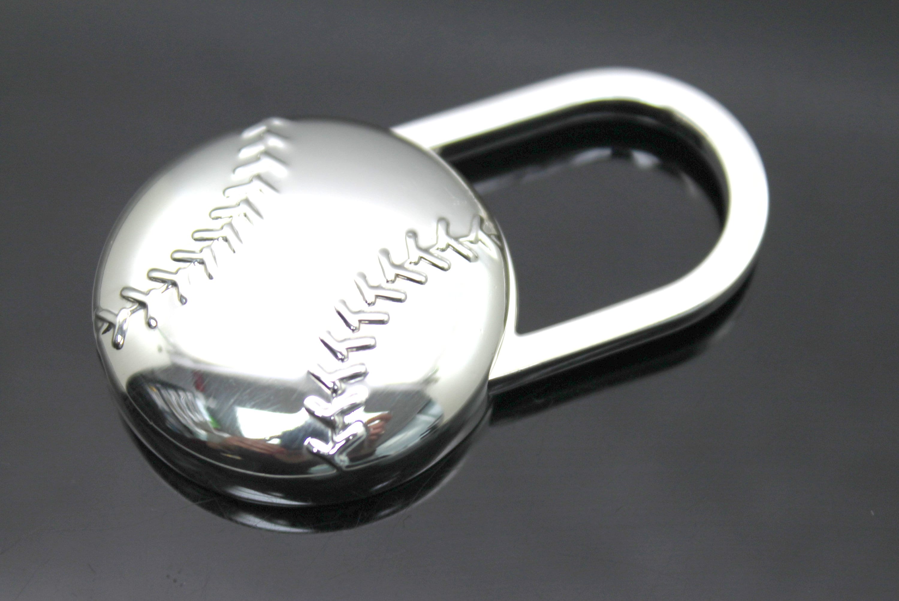 LIKE NEW Tiffany & Co Baseball Ball Padlock Sterling Silver Keychain ...