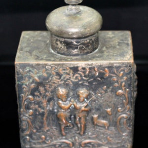 Antique // 1880-1920s // Germany Hanau // Repousse Elaborate Floral // Silver Plated //5&quot; Tea Caddy