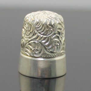 GIFT IDEA !! Hallmarked Antique Collectible Diamond Cut Patterned Solid Sterling Silver Sewing Thimble Size 10