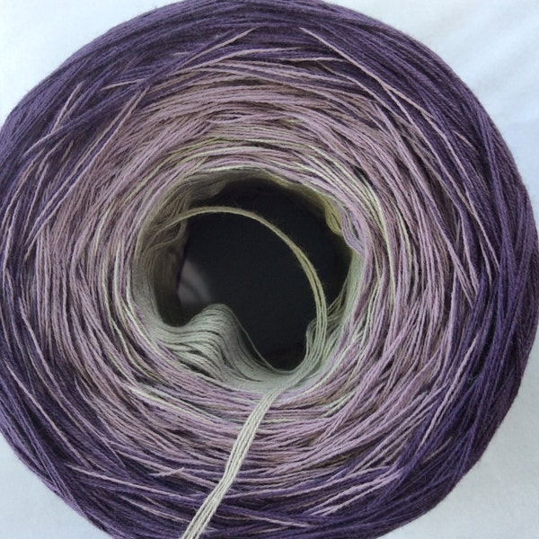 Cotton Fingering Weight Gradient Yarn Color Changing Yarn - Purple Haze 3 - Purple Violet Gray