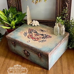 Boho Butterfly Keepsake Box; Jewelry, Momento, or Craft Storage Box; Painted Bohemian Style Box; Gift Box
