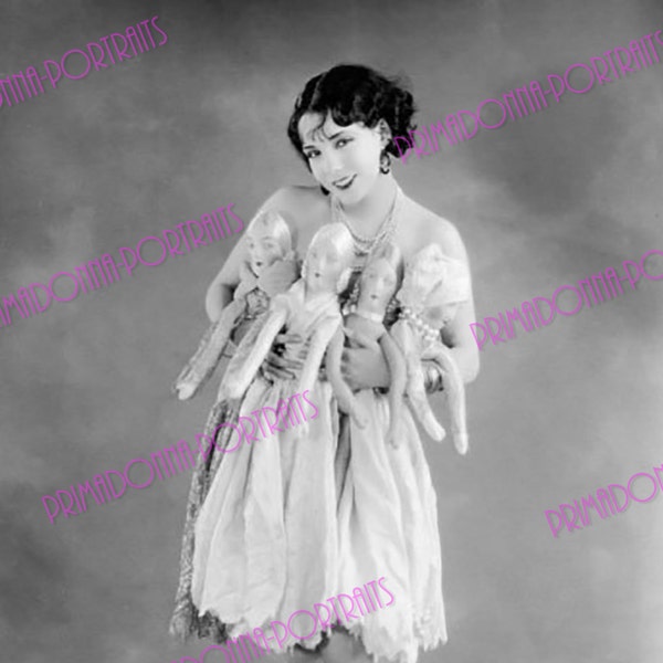 LUPE VELEZ 5x7 Boudoir Dolls, Antique Rag Dolls, 1920s Photo Print, Vintage Hollywood Celebrity Movie Star Portrait
