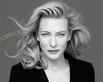 CATE BLANCHETT 5x7, 8x10, or 11x14 Photo Print Sexy Hollywood Actress Black and White High Fashion Glamour Portrait