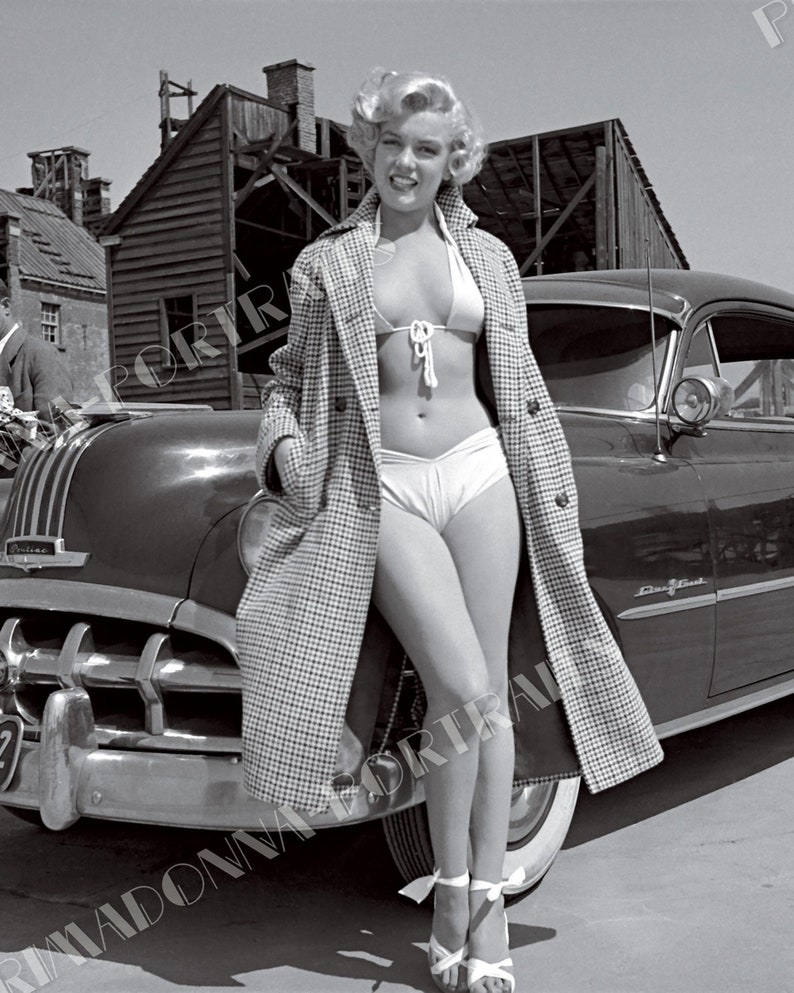 MARILYN MONROE 5x7 or 8x10 1952 Pontiac Catalina Bikini Beauty Photo Print Hollywood Classic Actress 1950's Sexy Rare Portrait image 1