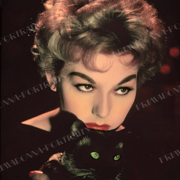 KIM NOVAK 5x7 or 8x10 Actress with Cat Kitty Photo Print Golden Age of Hollywood Color Portrait
