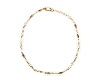 Gold Coffee Bean Bracelet, 14k Gold Filled Bracelet, Simple Gold Bracelet, Chain and Link Bracelet, Chain Bracelet, Gift for Her,