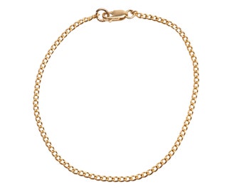 Gold Thin Curb Link Bracelet, 14k Gold Filled Bracelet, Simple Gold Bracelet, Chain and Link Bracelet, Chain Bracelet, Gift for Her,