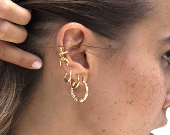 Gold Little Person Ear Cuff- Vermeil, Gold Ear Cuff, Earring, Cute Ear Cuff, Gold Little Man Cuff, Little Person, Holiday Gift, Ear Cuff