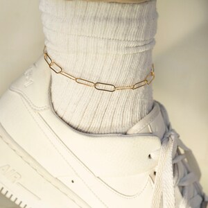 Gold Loops Anklet, 14k Gold Filled Anklet, Simple Gold Anklet, Chain and Link Anklet, Anklet, Paper Clip Anklet, Spring, Summer, Gift