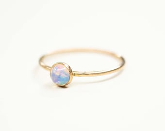 Little Gold Opal Ring, Gold Opal Ring, Natural Opal Ring, 4mm Opal Ring, Handmade Opal Ring, Dainty Opal Ring, Gemstone Ring, Simple Ring