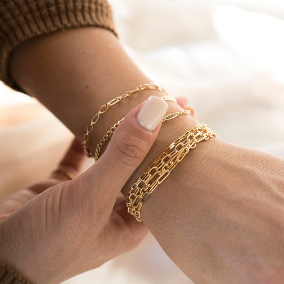 Rectangle Linked Best Quality Attractive Design Rose Gold Bracelet – Soni  Fashion®