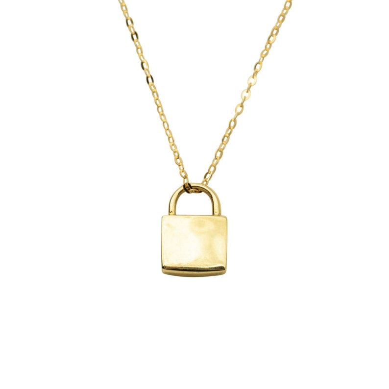14k Padlock Necklace Gold Lock Charm Necklace 14k Lock Etsy