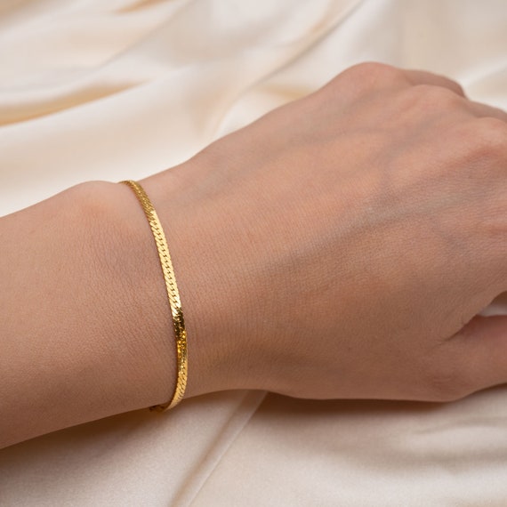 Milacolato Set Di 4 Bracciali Donna Placcati Oro 14k – Catena Spina Di Pesce, Rigido, Impilabile, Con Confezione Regalo - 4
