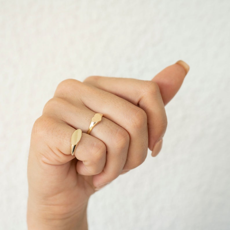 14k Gold Oval Signet Ring, Gold Signet Ring, 14k Solid Gold Ring, Wedding Ring, Gold Signet, Holiday Gift, Gift for Her, Holiday, Gift image 7