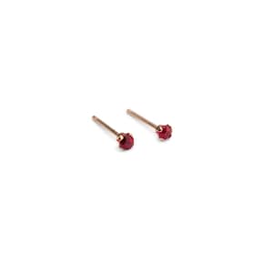 14k Little Ruby Studs, Cute Ruby Studs, 14k Ruby Studs, Simple Gemstone Studs, Tiny Ruby Studs, 14k Gold and Ruby Studs