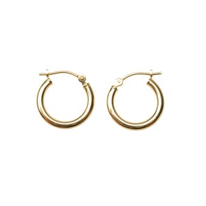 14k Solid Gold Hoops | 15mm | Lightweight Hoops, Clasp Hoops, Everyday Earrings, 14k Gold Hoops,  Holiday Gift, Gift for Her, Holiday, Gift