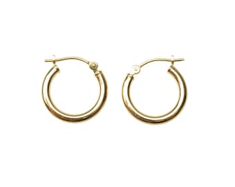 14k Solid Gold Hoops | 15mm | Lightweight Hoops, Clasp Hoops, Everyday Earrings, 14k Gold Hoops,  Holiday Gift, Gift for Her, Holiday, Gift