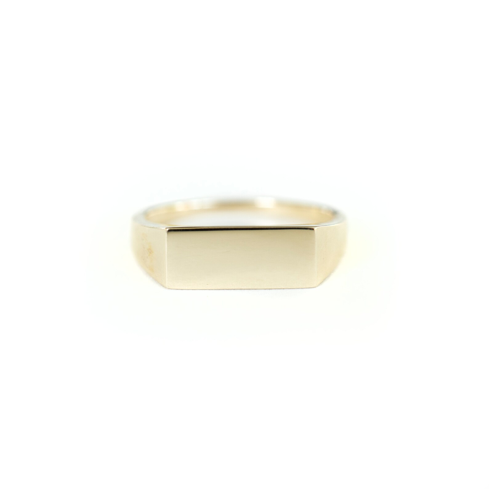 14k Gold Rectangle Signet Ring: Custom Engraved Solid Gold - Etsy