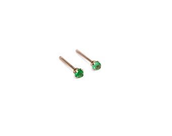 14k Little Emerald Studs