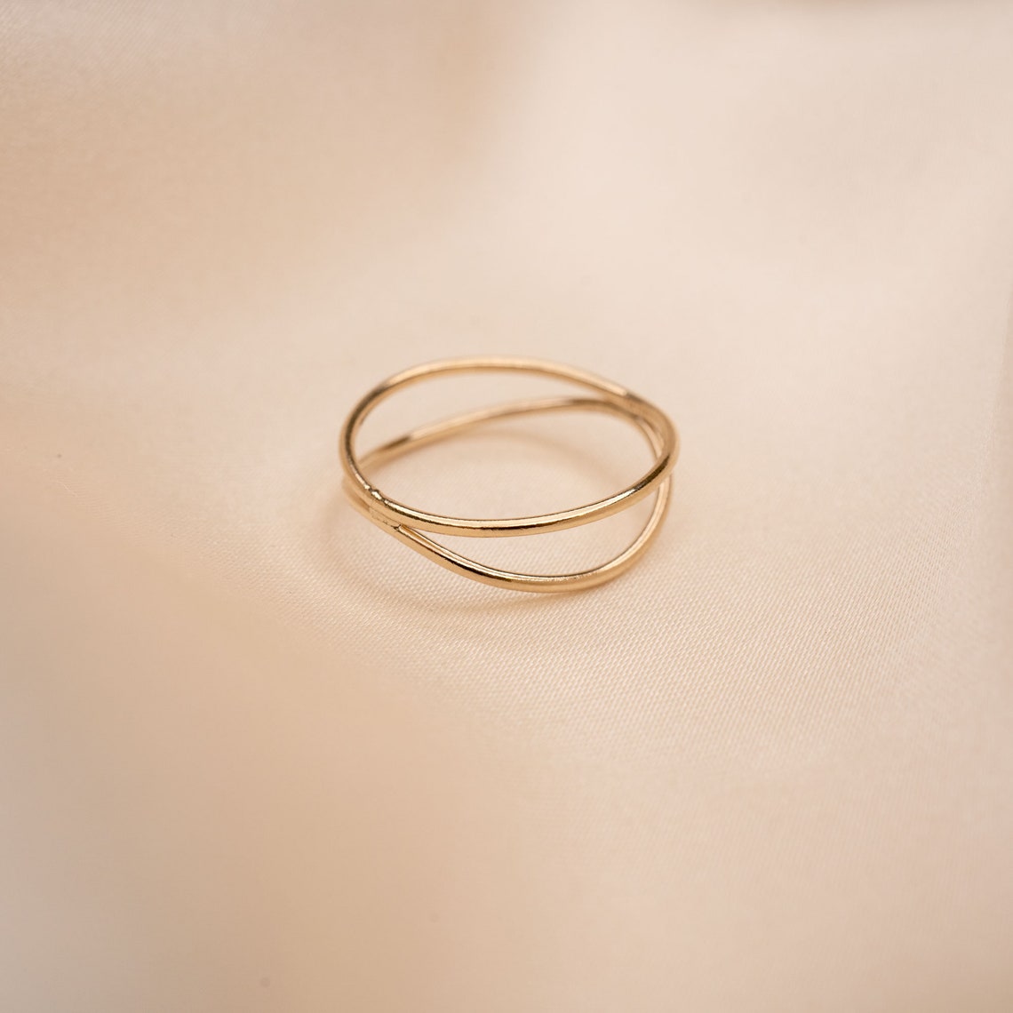 Gold Double Ring Gold Filled Stackable Ring X Ring 14k Etsy