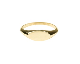 14k Solid Gold Oval Signet Ring: Custom Engraving