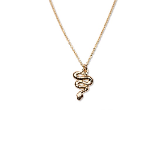 14k Snake Necklace Gold Snake Pendant 