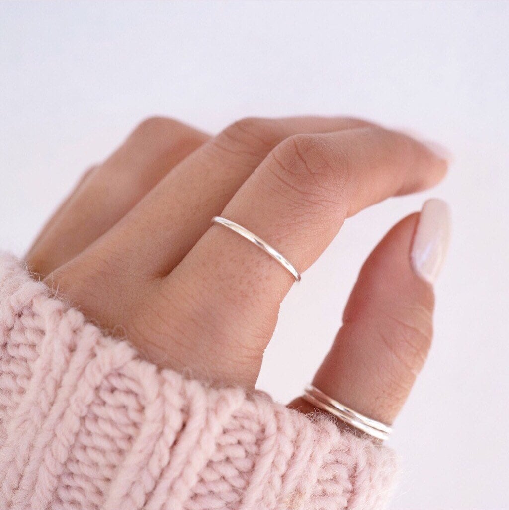 Silver Stackable Ring Thin Band Ring Silver Band Ring Etsy