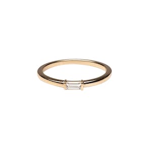 14k Gold Baguette Diamond Ring, Stackable Diamond Ring, Diamond Baguette Ring, Ladies Diamond Ring, Gift for Her, Baguette Solitaire Ring