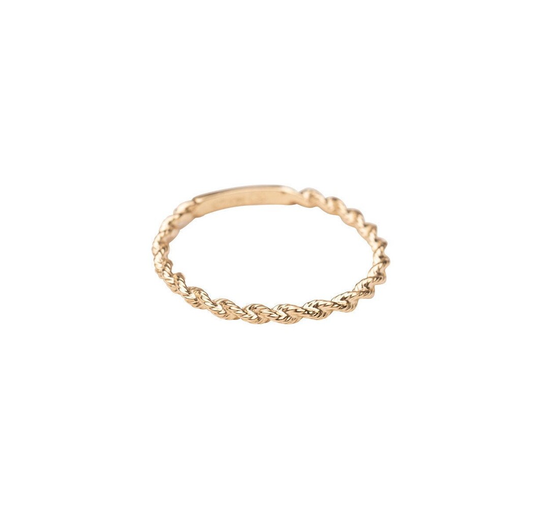 Golden Rope Ring 14k Solid Gold Rope Ring: Dainty Stacking Ring - Etsy