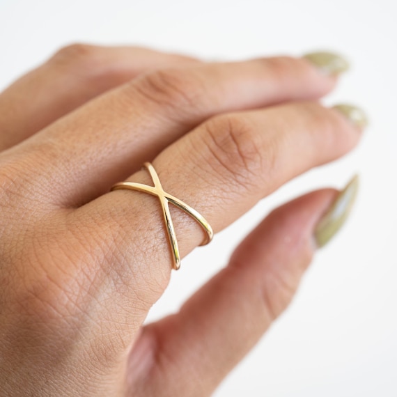 14k Gold X Ring Gold Cross Ring 14k Gold Ring Gold Criss Cross Ring Gold X Ring 14k Gold X Ring Gift for her Holiday Gift Gift