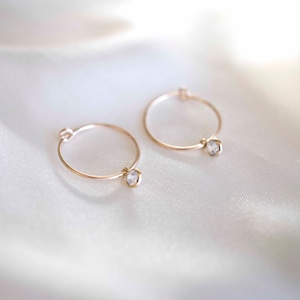 Gold Dainty Crystal Hoop Earrings, Gold Filled Hoops, Gold Hoop Earrings, Gold Hoops, Dainty Hoops, Holiday, 14k Gold Hoops, Gift, Gift for