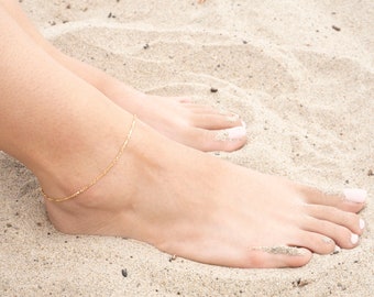 Gold Dapped Bar Anklet, 14k Gold Anklet, Simple Gold Anklet, Chain and Link Anklet, Anklet, Chain Anklet, Spring, Summer, Gift, For Her,