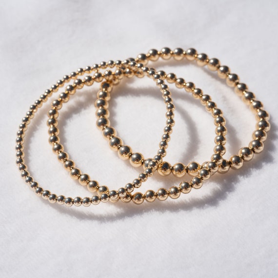 Gold Beaded Bracelet 14k Gold Filled Bracelet Simple Gold - Etsy