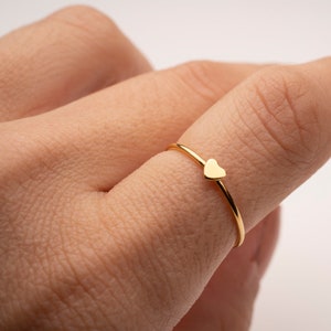 Gold Heart Ring, Gold Filled Heart Ring, Gold Stacker Ring, Gold Band Ring, Minimalist Gold Ring, Gift for Her, Holiday, Gold Filled Ring