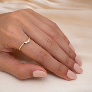 Handmade 14k Gold V-Shape Ring: Delicate Stacking Band