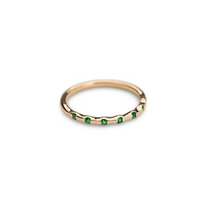 14k Gold Emerald Stacker Ring: Genuine Gemstone